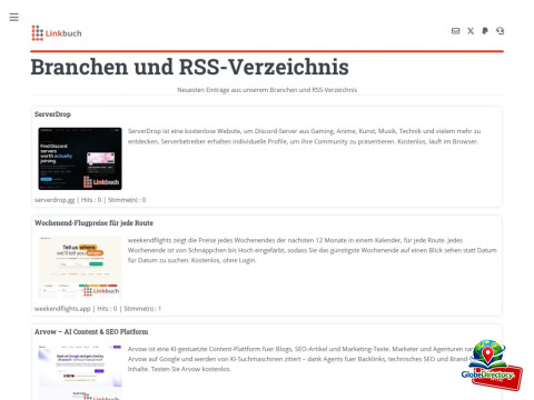Linkbuch.de – Branchenverzeichnis, Webkatalog & RSS-Feeds: Webseiten entdecken und eintragen